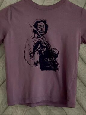 Baby tee with Jimi Hendrix graphic on it, amazing condition, Brand: Rabbit Skins